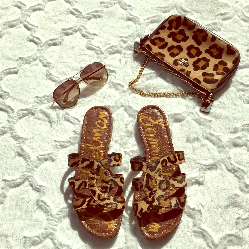 Sam Edelman Animal Print Slides Size 9 1/2.